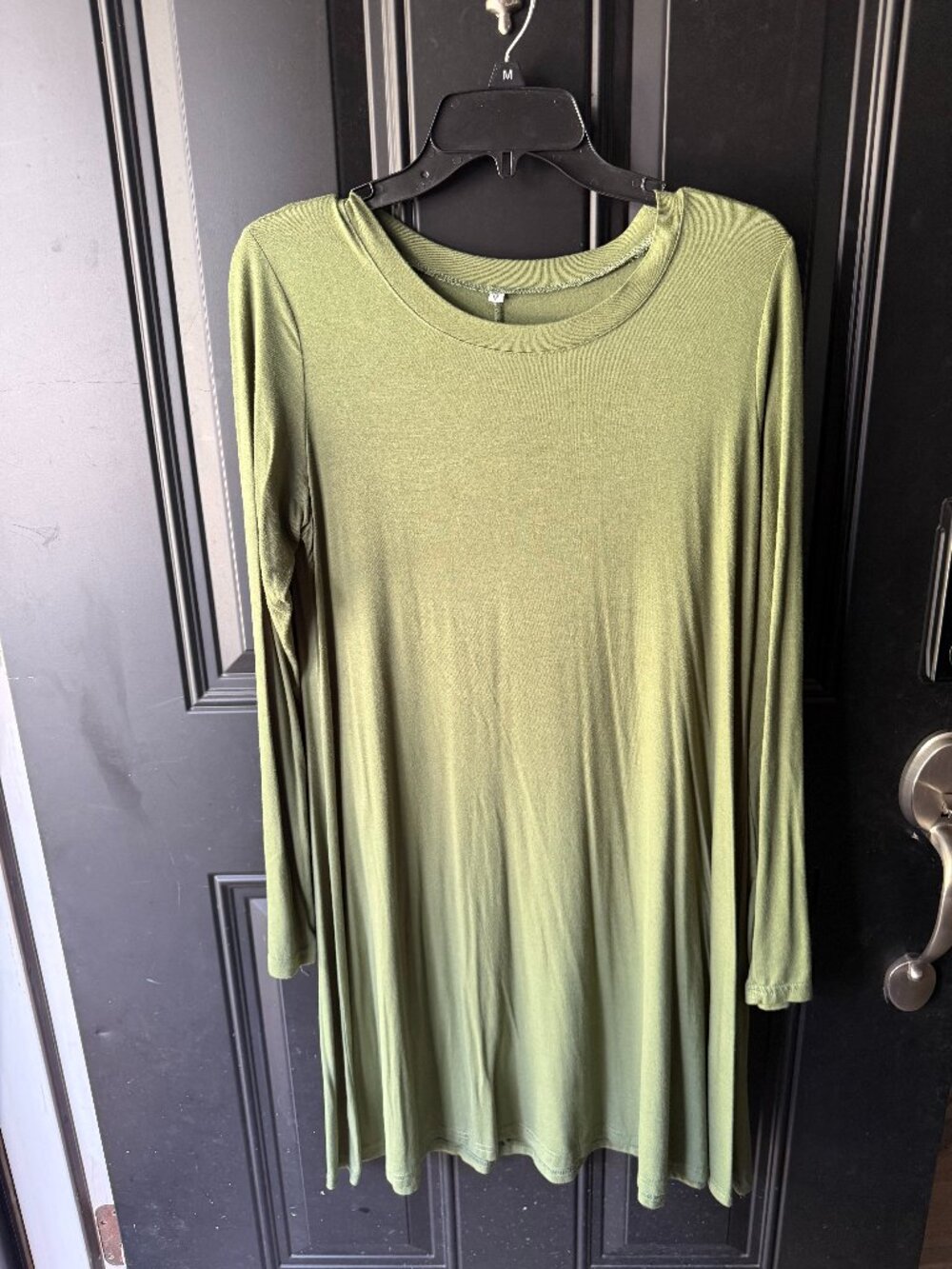 Olive Green Long Sleeve Crew Neck Dress Size M